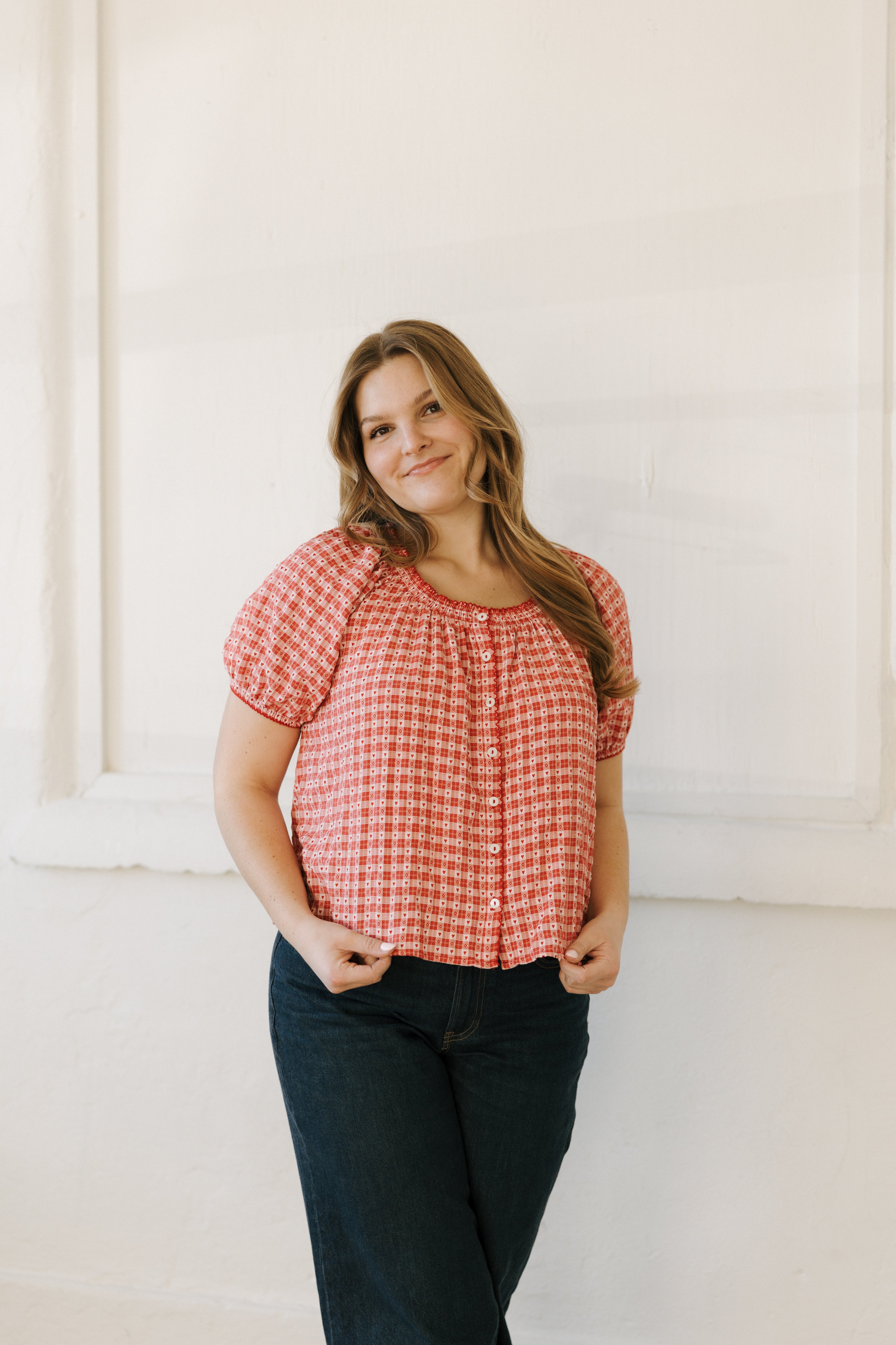 HEART STREET GINGHAM BLOUSE