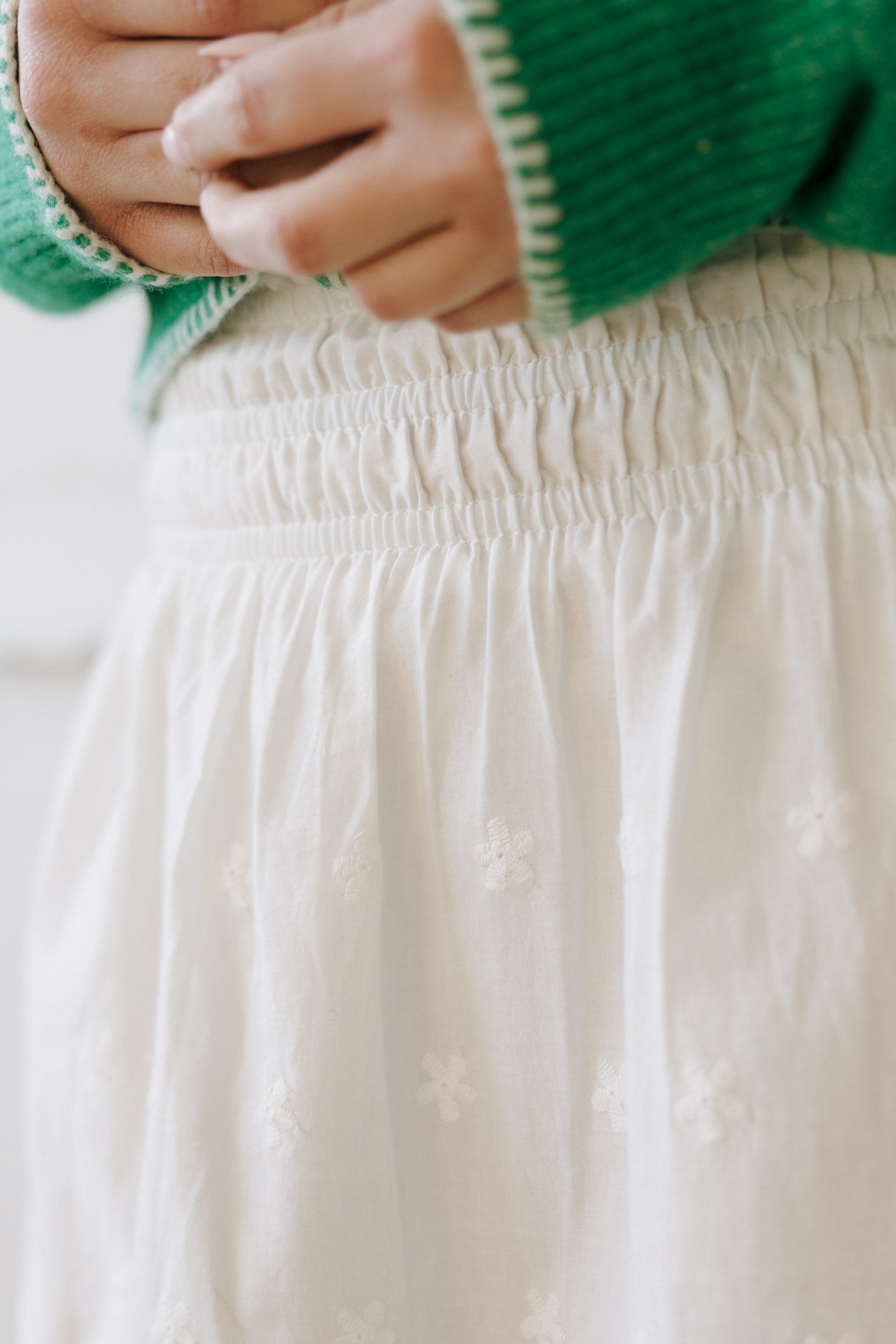 EYELET RUFFLE SKIRT