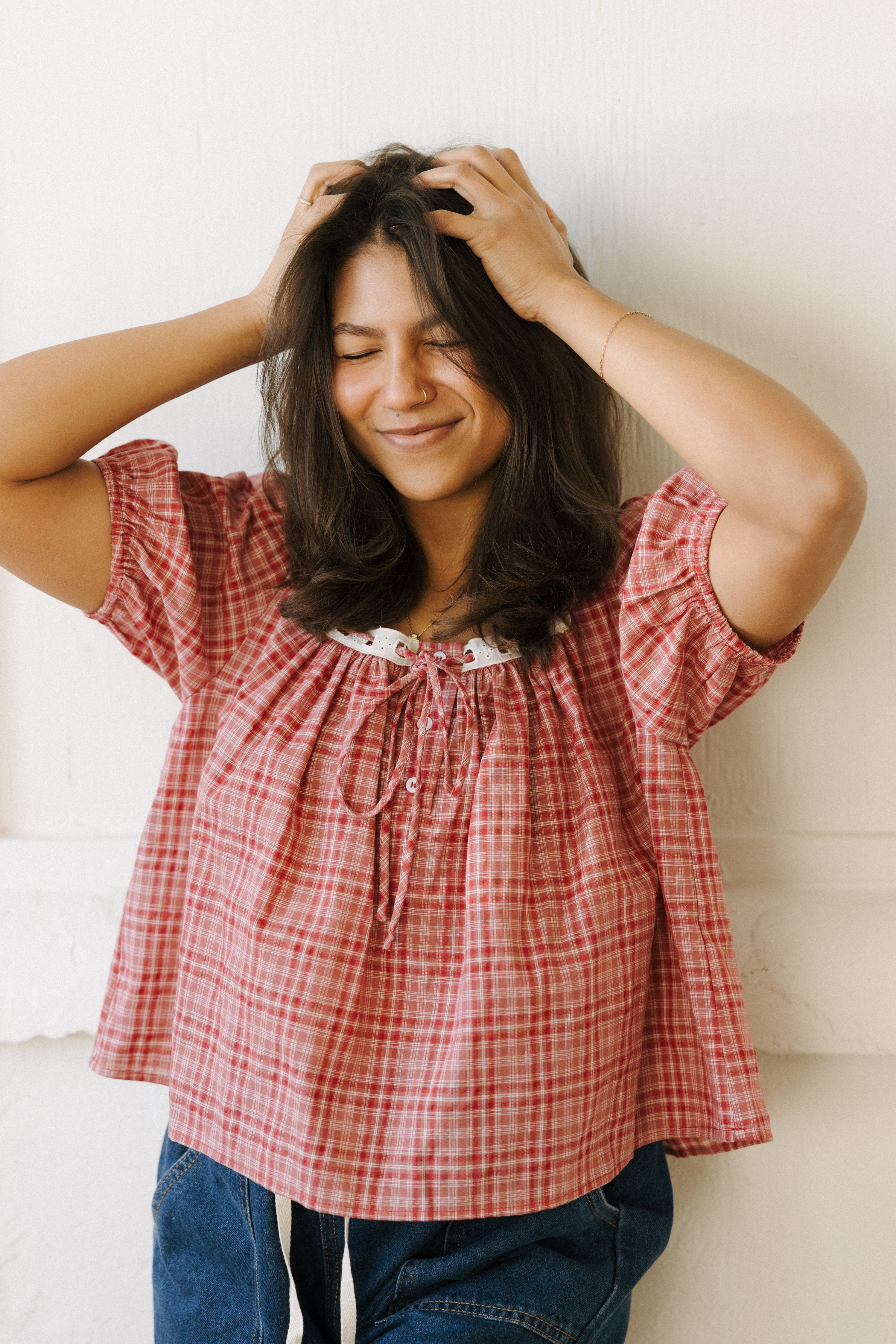 BARBARA JEAN PLAID BLOUSE