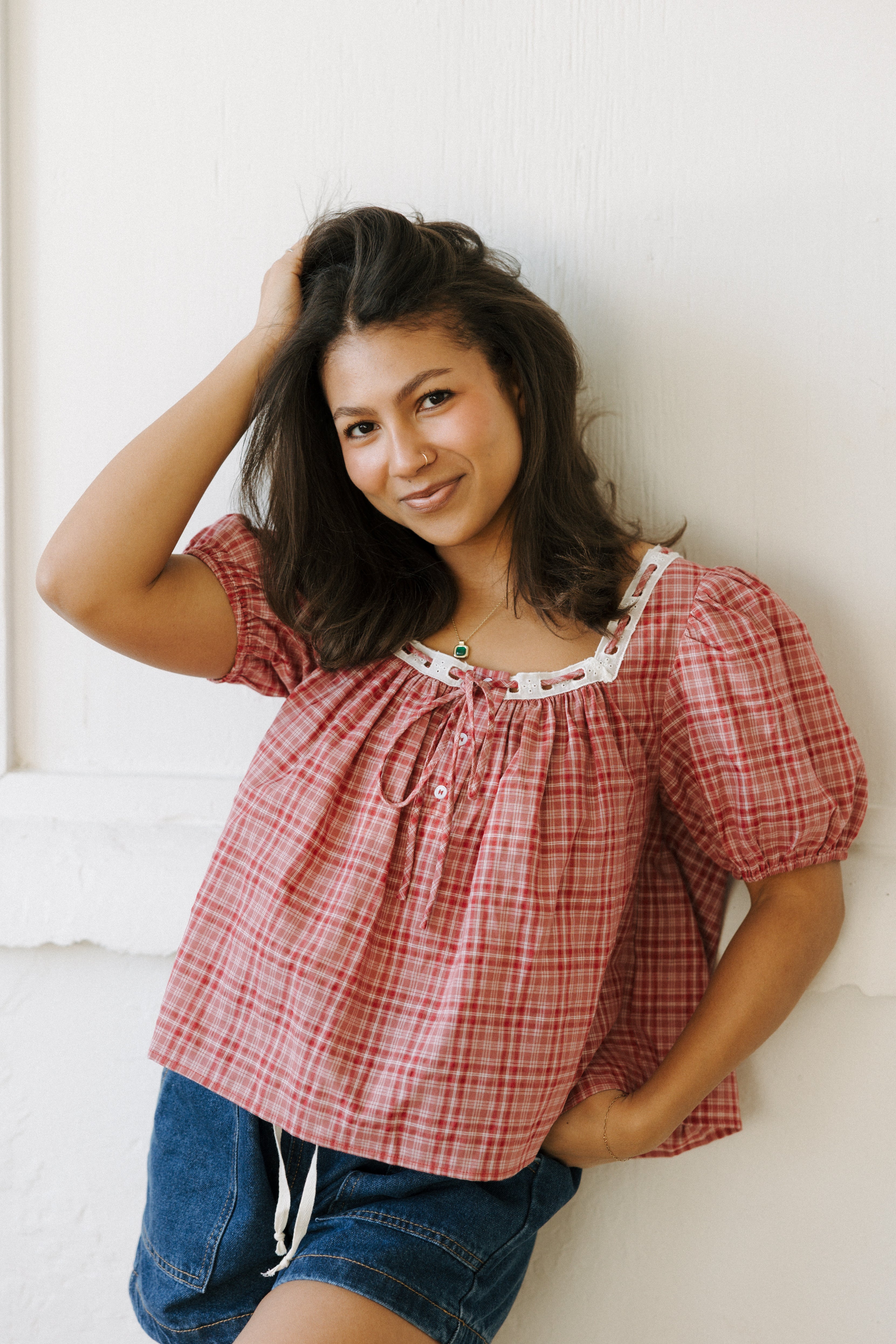 BARBARA JEAN PLAID BLOUSE