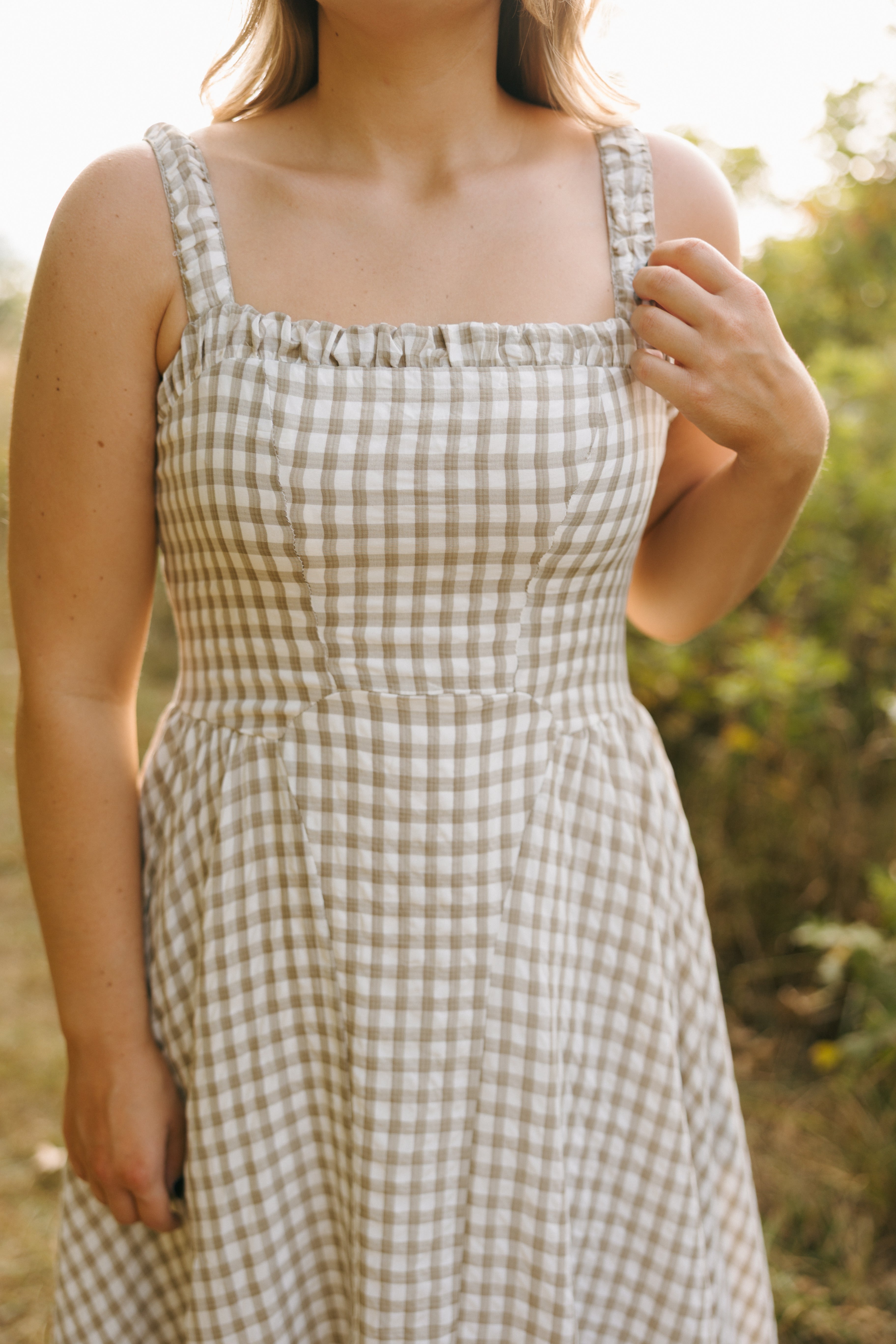GABRIELLE CHECKERED MIDI DRESS