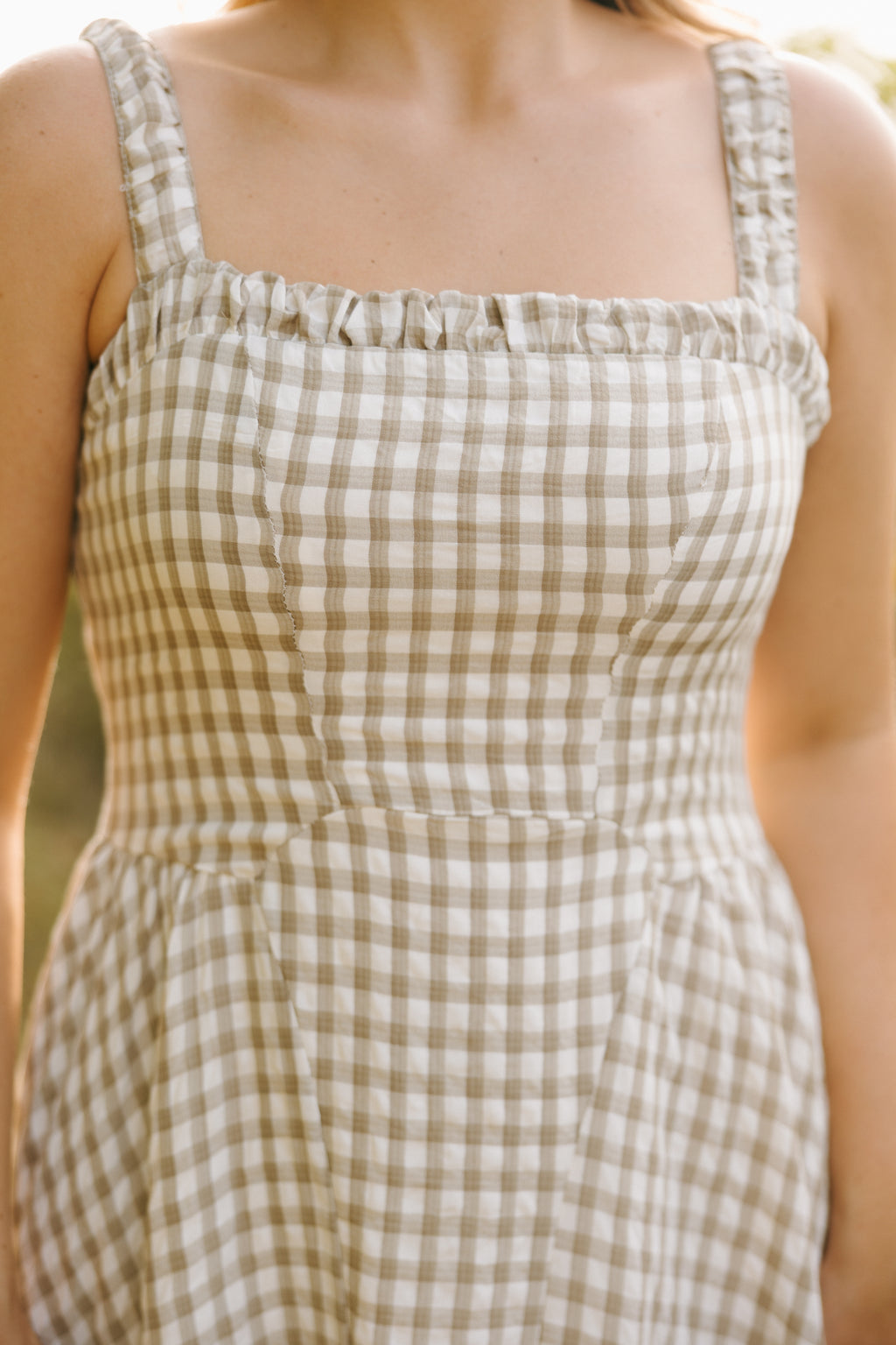 GABRIELLE CHECKERED MIDI DRESS