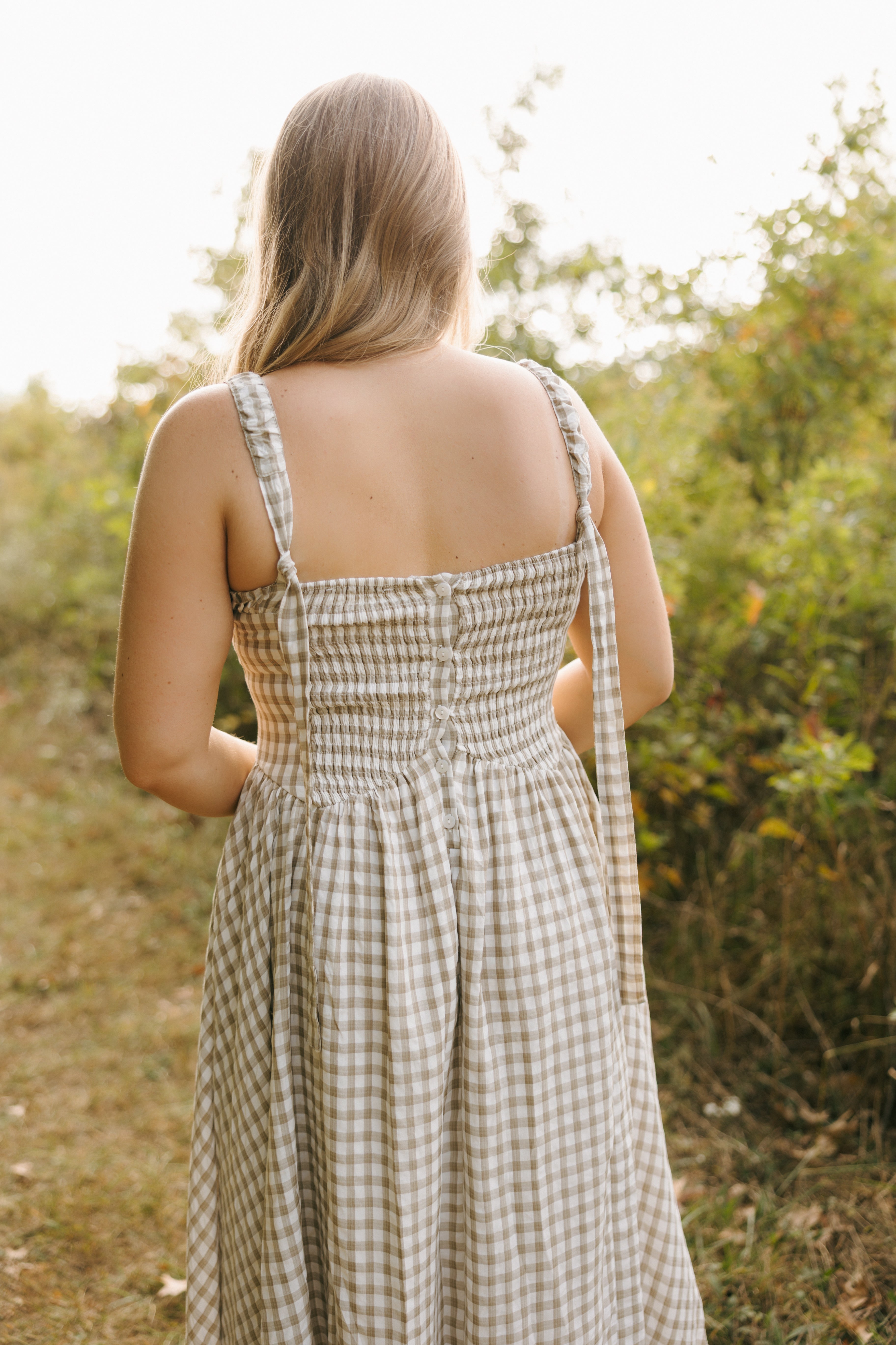 GABRIELLE CHECKERED MIDI DRESS