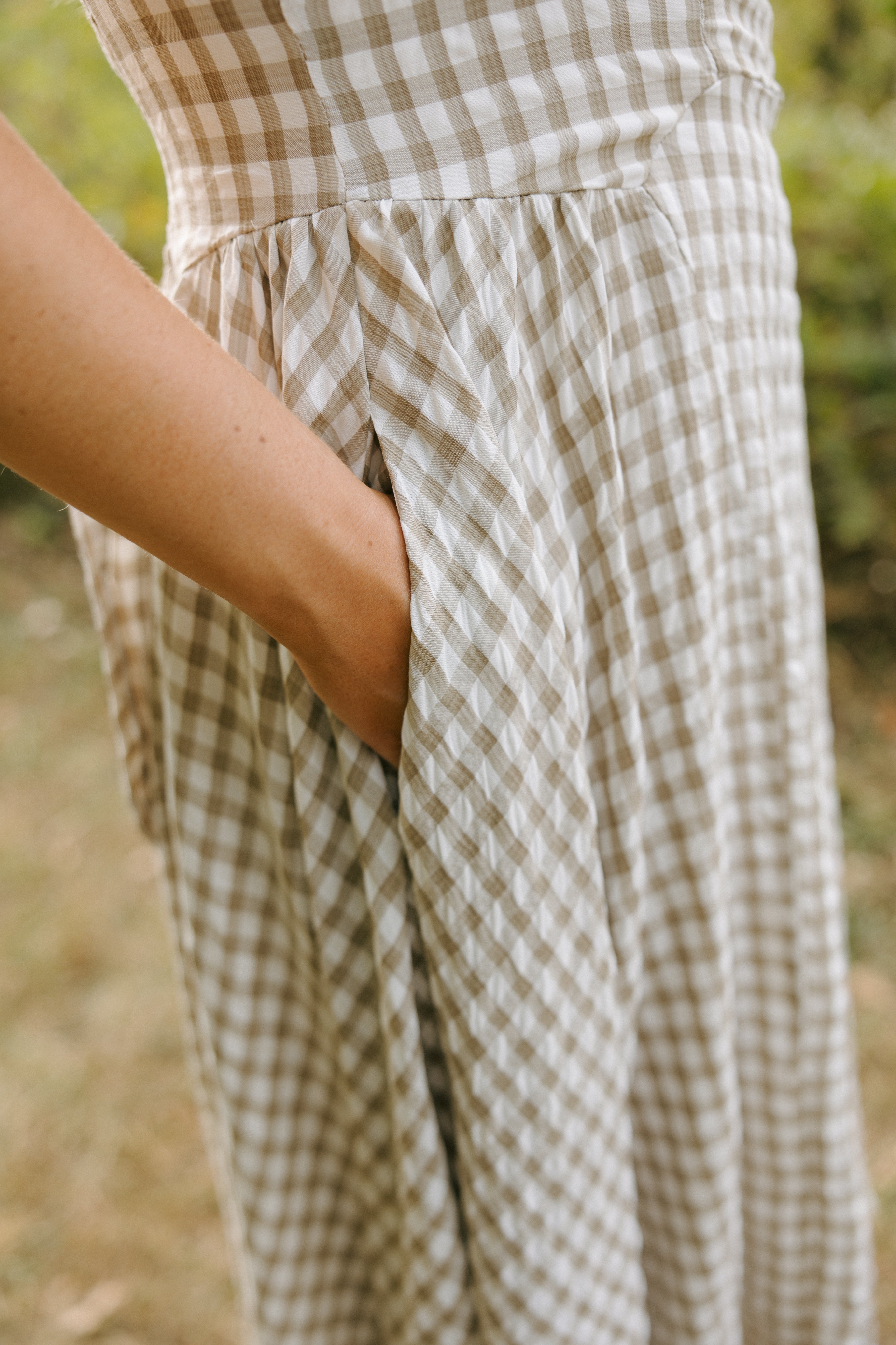 GABRIELLE CHECKERED MIDI DRESS