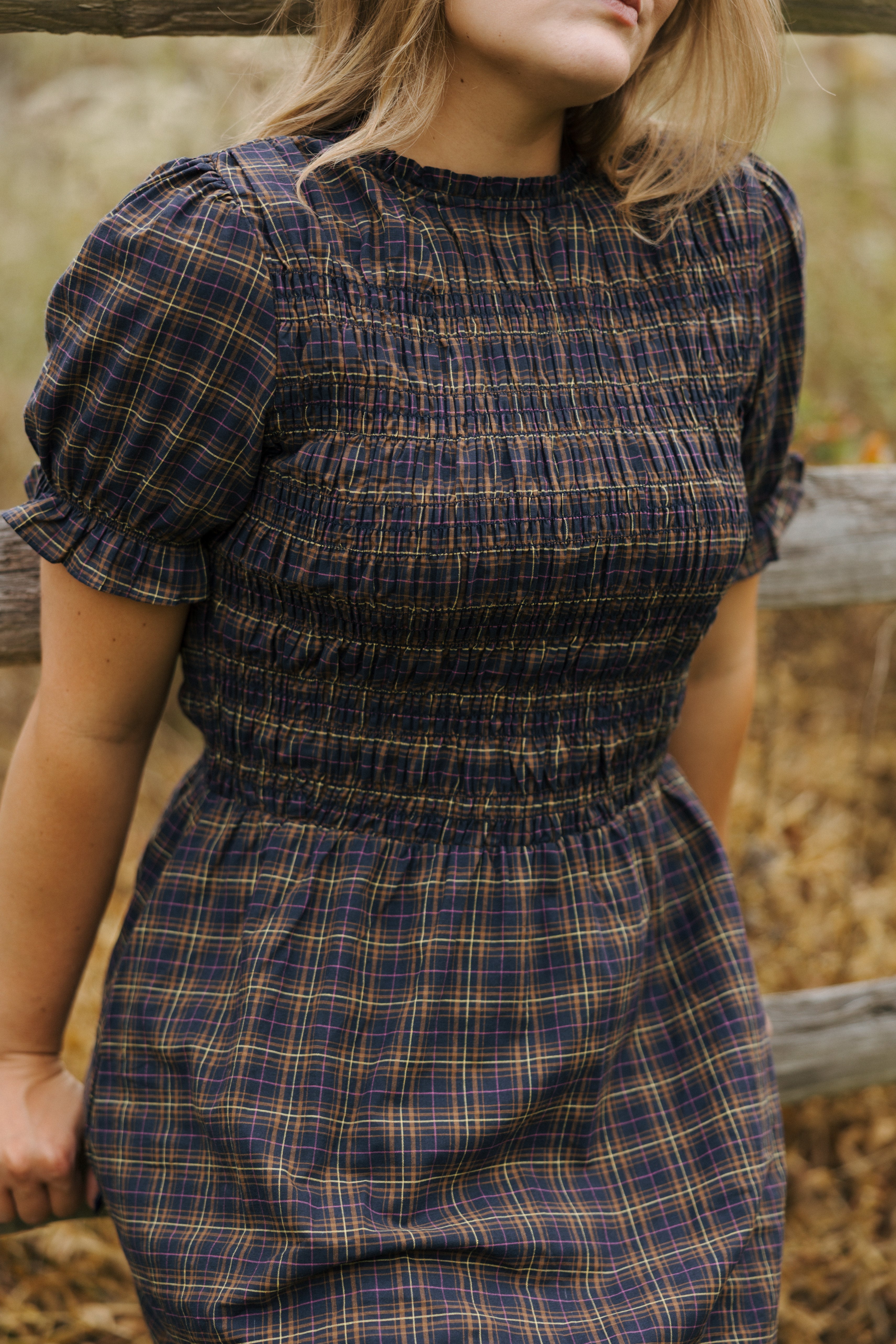 EDINBURGH SMOCKED MINI DRESS