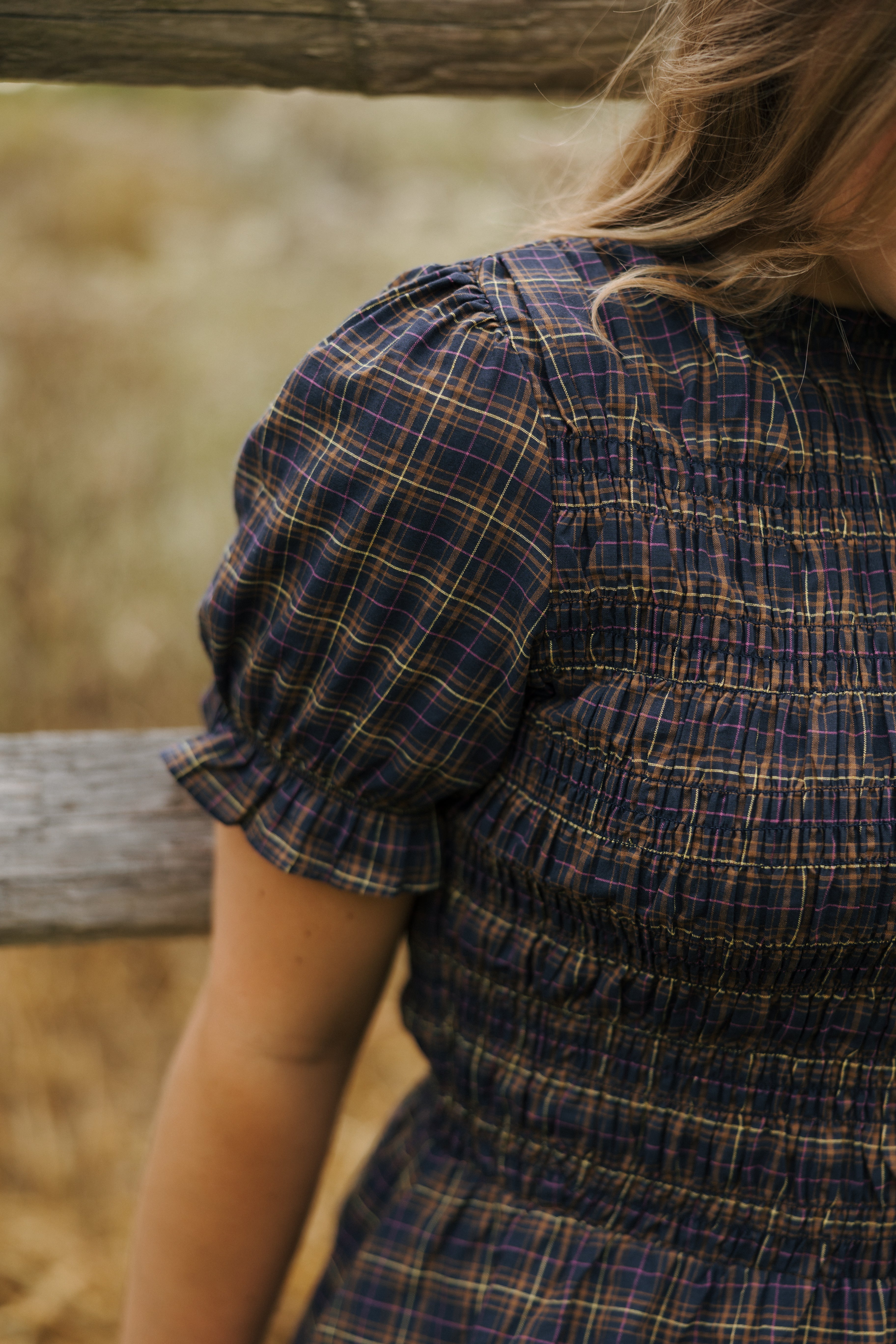 EDINBURGH SMOCKED MINI DRESS