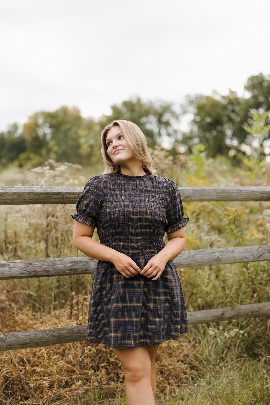 EDINBURGH SMOCKED MINI DRESS