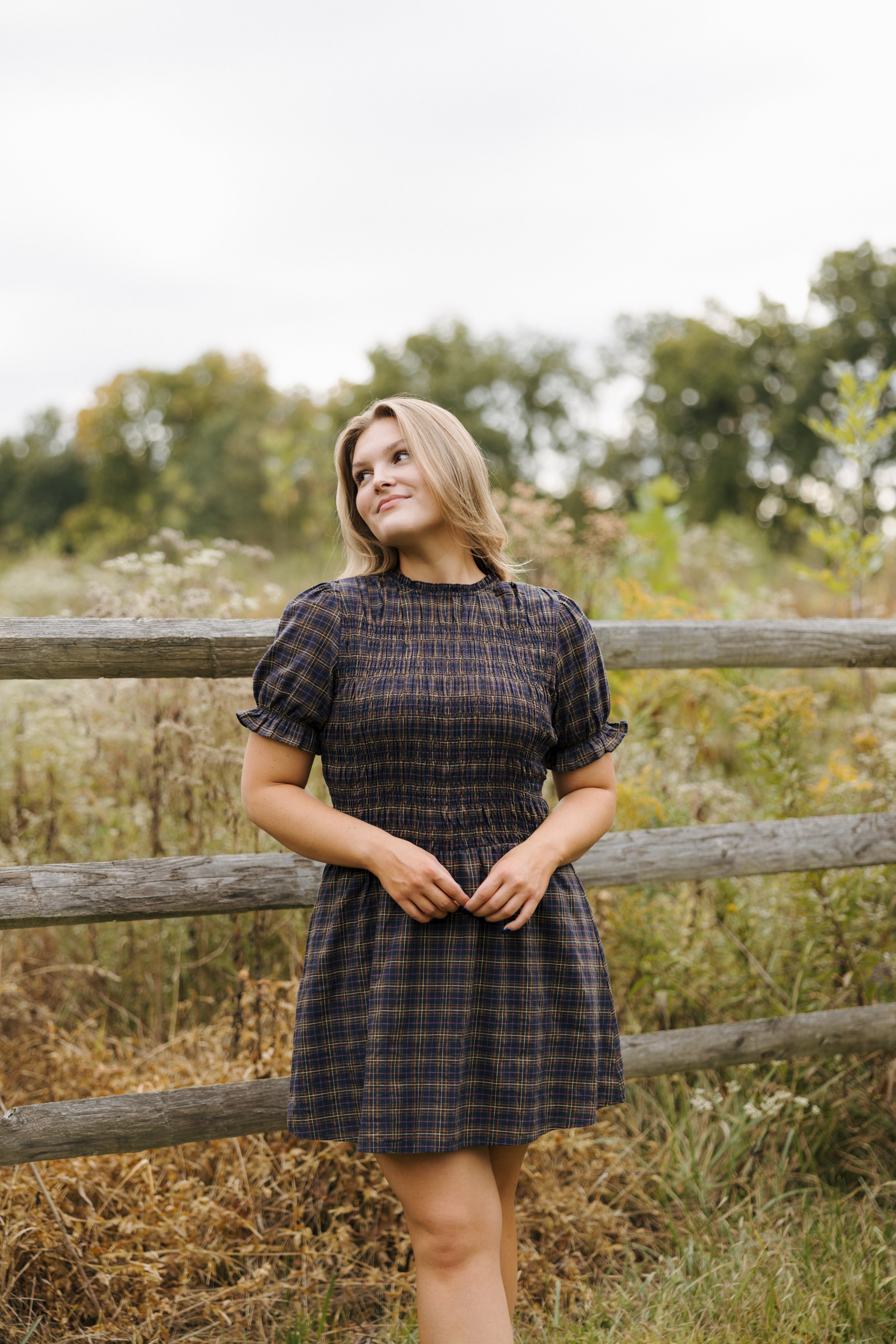 EDINBURGH SMOCKED MINI DRESS