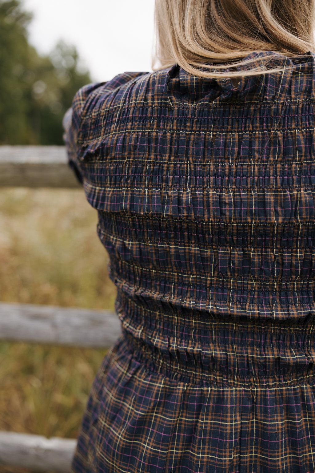 EDINBURGH SMOCKED MINI DRESS