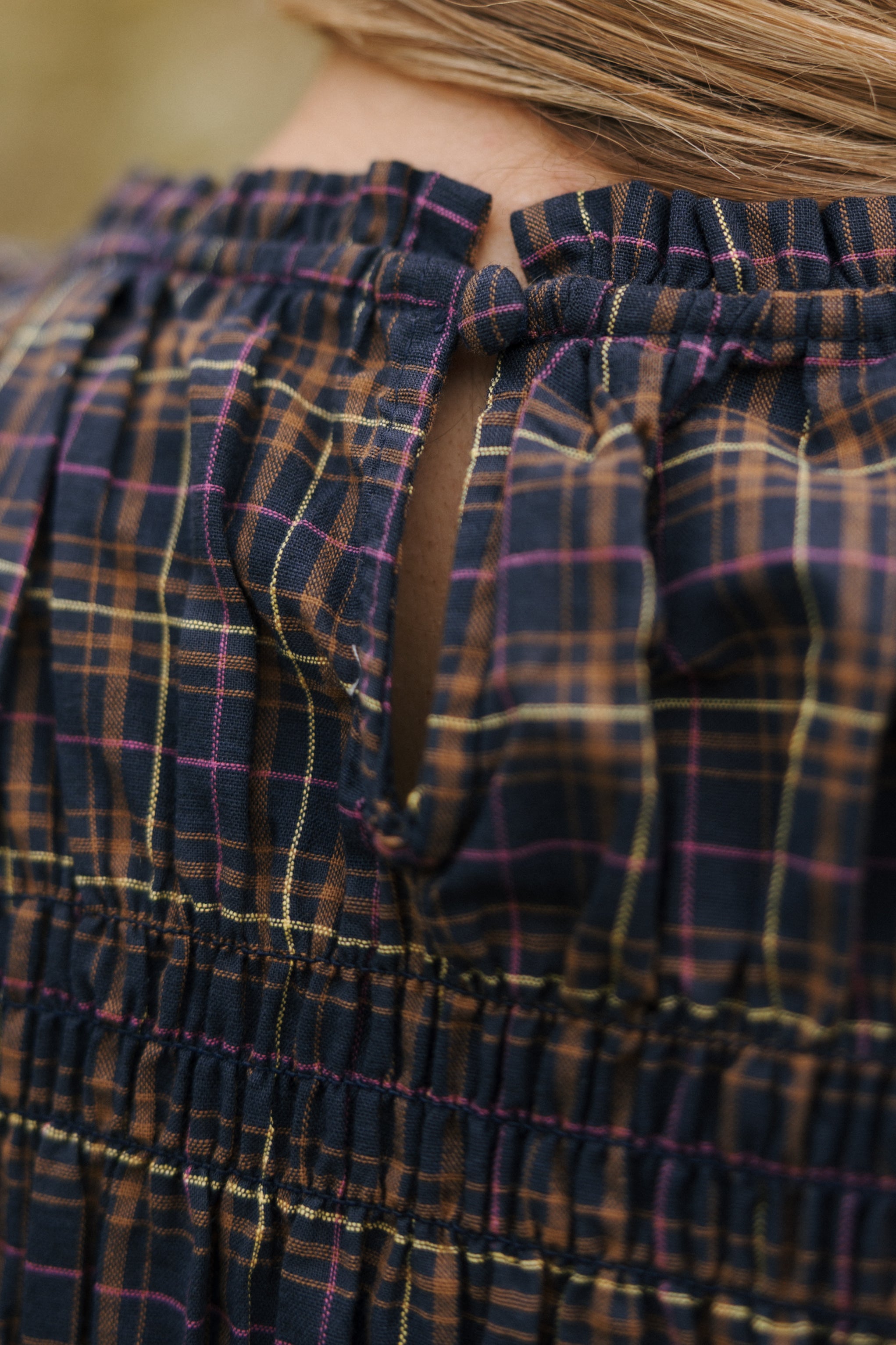 EDINBURGH SMOCKED MINI DRESS